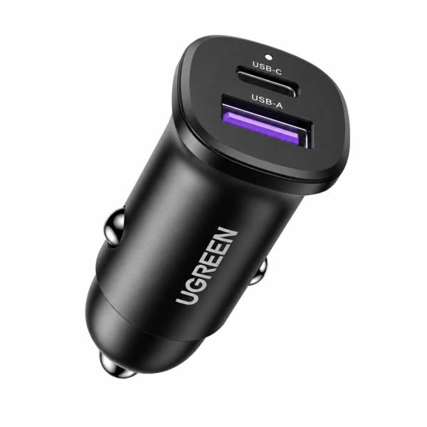 30W Dual Port USB C and USB A Fast Car Charger