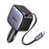 145W 4 Port Retractable USB C Fast Car Charger