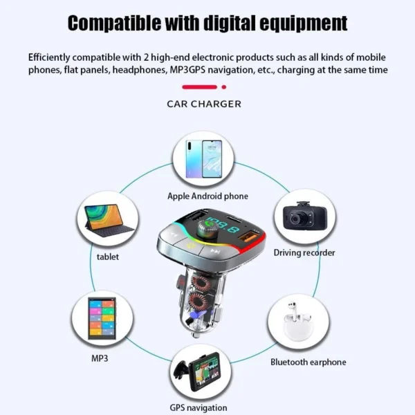 PD 30W Tri Port Bluetooth FM Transmitter Car Charger