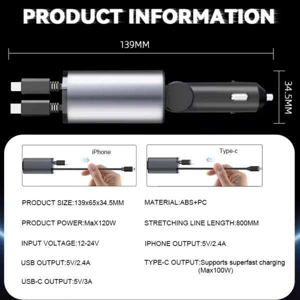 Fast Charging Multi Port Car Charger with Voltage Display