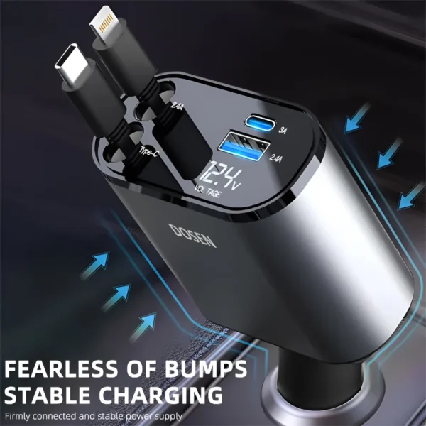 Fast Charging Multi Port Car Charger with Voltage Display