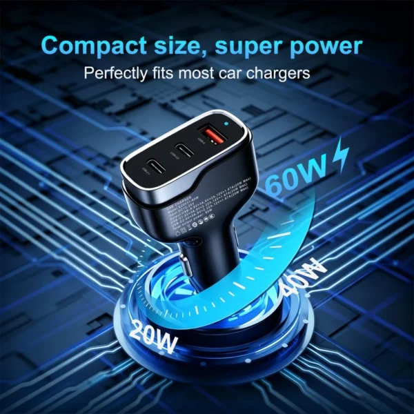 my-11134207-820la-mo6pzw25p1c8d6 60W 3 in 1 USB C and USB Fast Car Charger