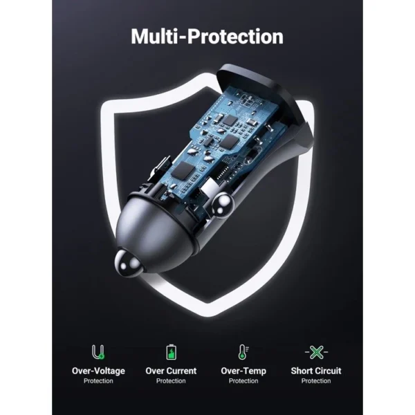 30W PD Dual Port USB C and USB A Fast Car Charger