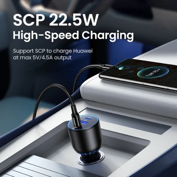 130W 3 Port USB C and USB A Fast Car Charger
