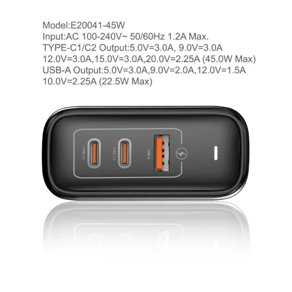 45W 3 in 1 Fast Charger Adapter